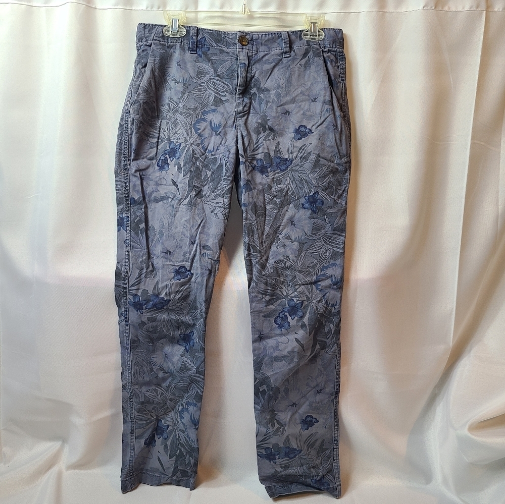 Gap Girlfriend Chinos Floral Print Blue Pants Size 8